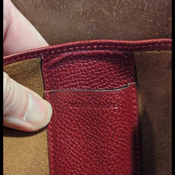 Amazing 1980s DELVAUX Burgundy Red Leather Large Dbl Handle Zip-Up Belgian Purse - Picture 8 of 9